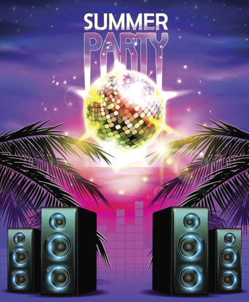 夏日海滩派对背景。图片下载