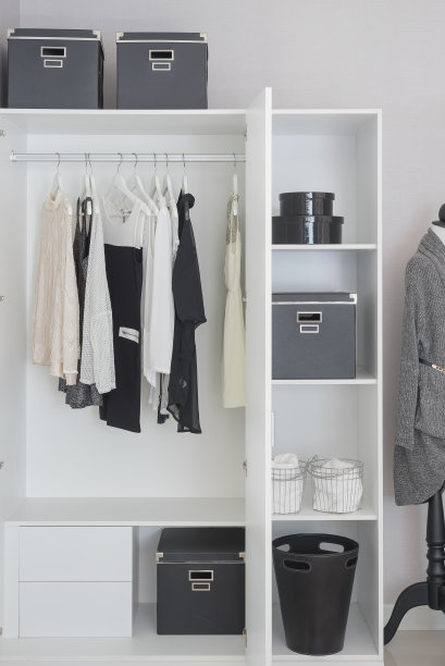 衣柜里挂着黑白衣服图片下载