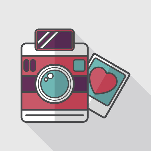 情人节照片长阴影扁平图标，eps10图片下载