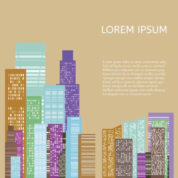 抽象的城市天际线。向量图片下载