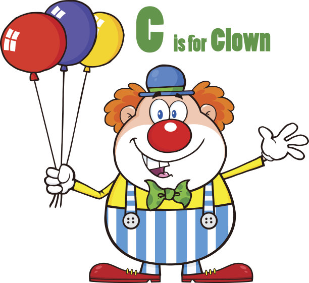 微笑的小丑挥舞着短信问候图片下载