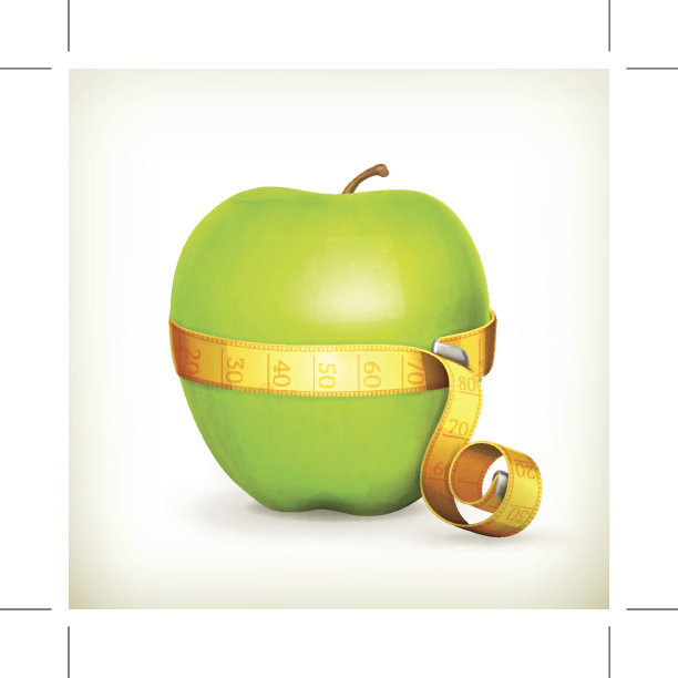 卷尺测量和青苹果图片下载