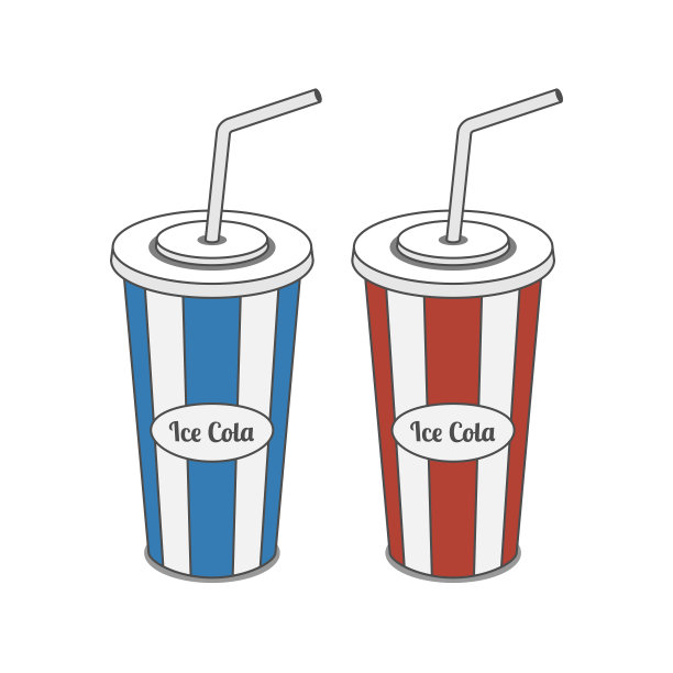 红色和蓝色带吸管的塑料玻璃图片下载