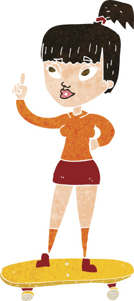 溜冰者卡通女孩图片下载