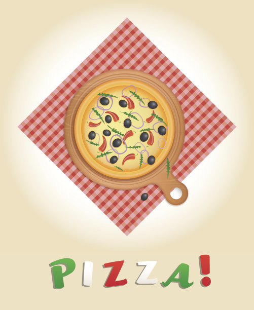 披萨海报矢量插图图片下载