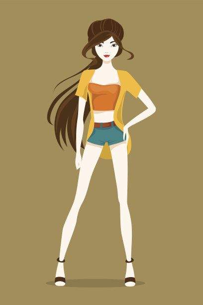 时尚的女孩。矢量图图片下载