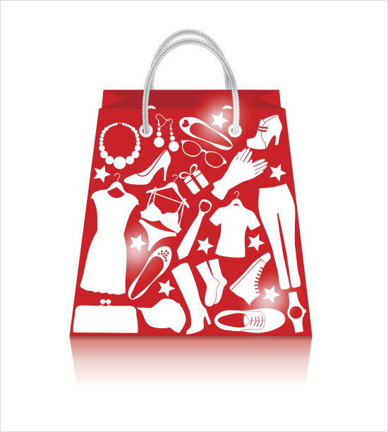 销售红袋。购物的背景。图片下载