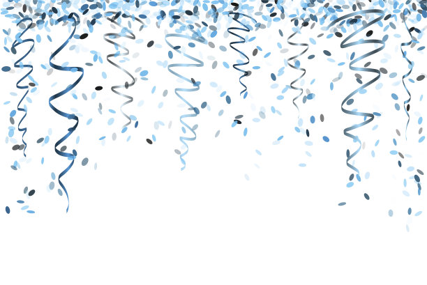 蓝色的五彩纸屑下降图片下载