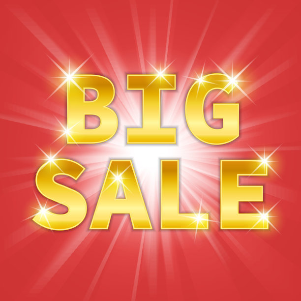 黄色黄金金属大减价文字图标。插图图片下载