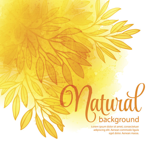 秋叶水彩矢量背景素材图片