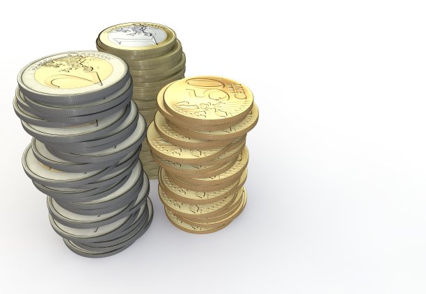 很多欧元硬币图片下载