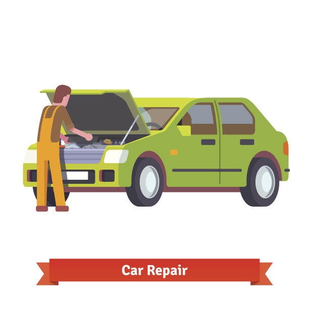 汽车修理工在汽车服务中心检查发动机图片下载