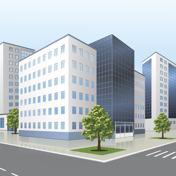 带有入口和反射的办公楼图片下载