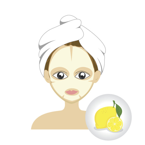 矢量女孩面膜用柠檬面膜图片下载
