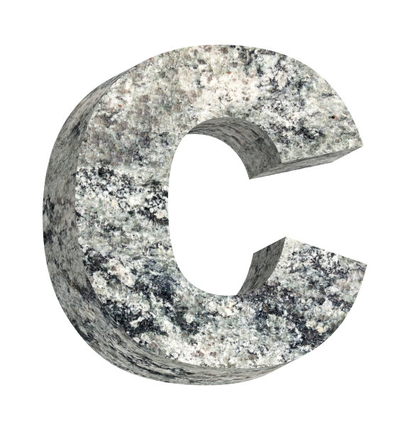 一个来自花岗岩字母表的字母被孤立在白色之上。图片下载