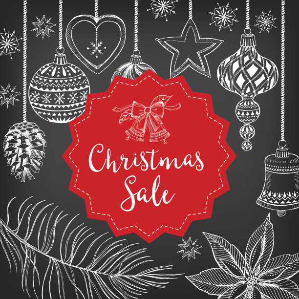 圣诞销售邀请传单与图形。图片下载