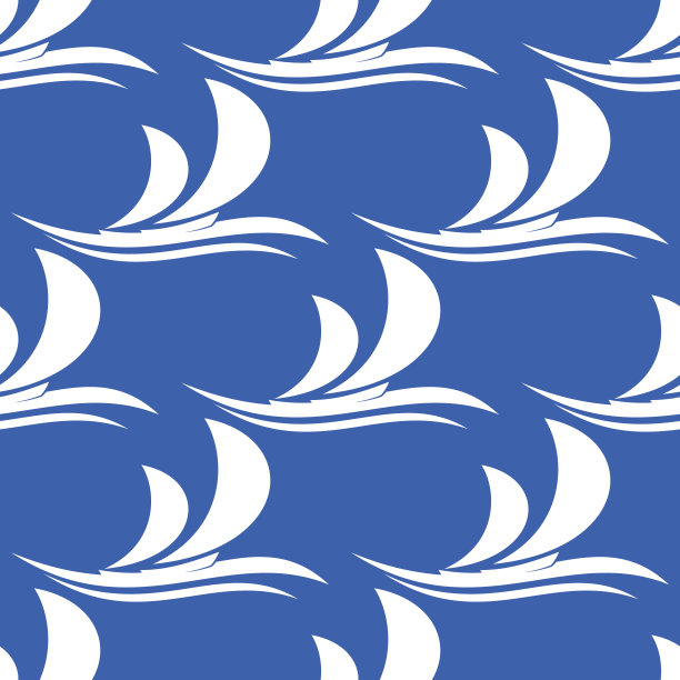 波浪航行的游艇无缝图案素材图片
