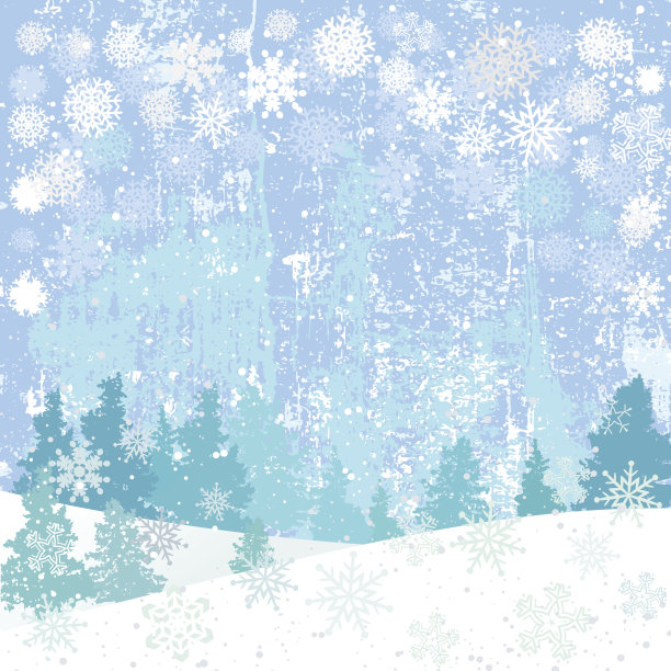 冬天的背景有雪花和圣诞树图片下载