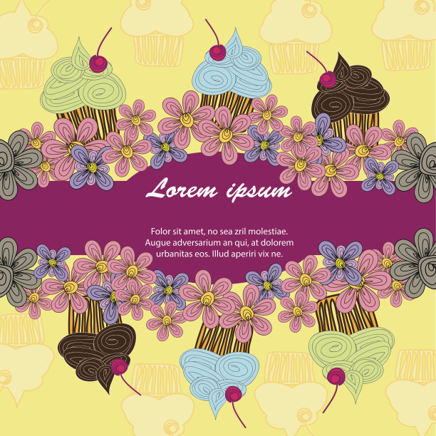 彩色明信片彩色纸杯蛋糕在粉红色的背景图片下载