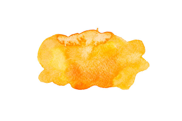 水彩手绘孤立黄色和橙色斑点。光栅图图片下载