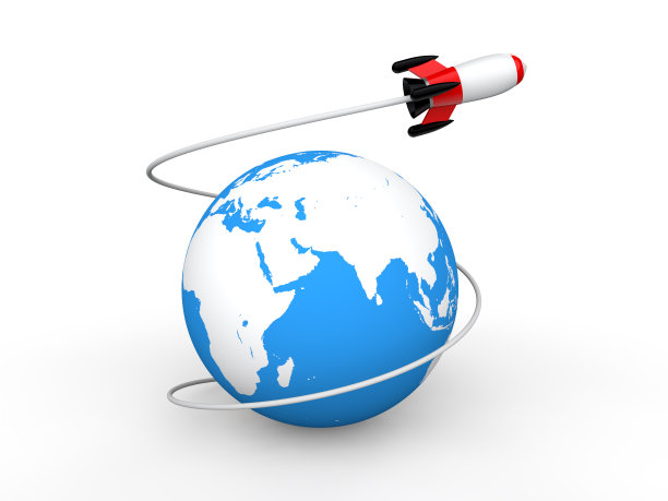 3d地球与太空火箭图片下载