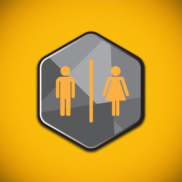 厕所标志在橙色的墙壁背景图片下载