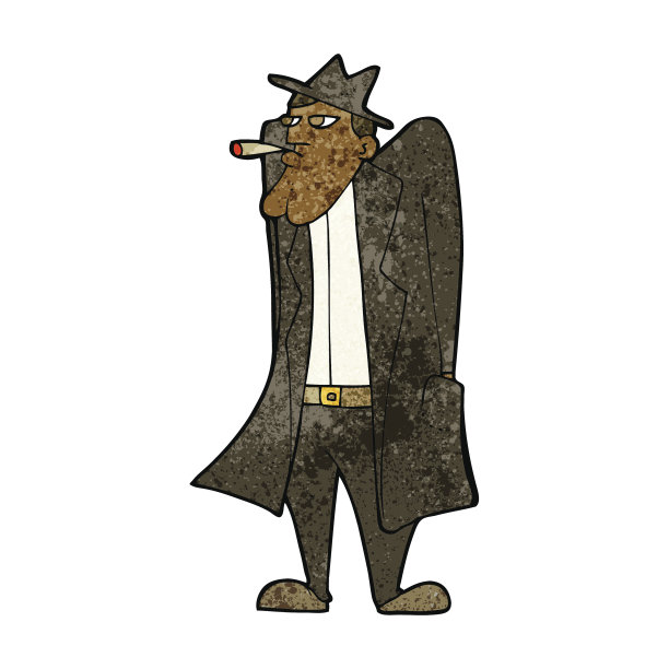 戴着帽子穿着风衣的卡通男人图片下载