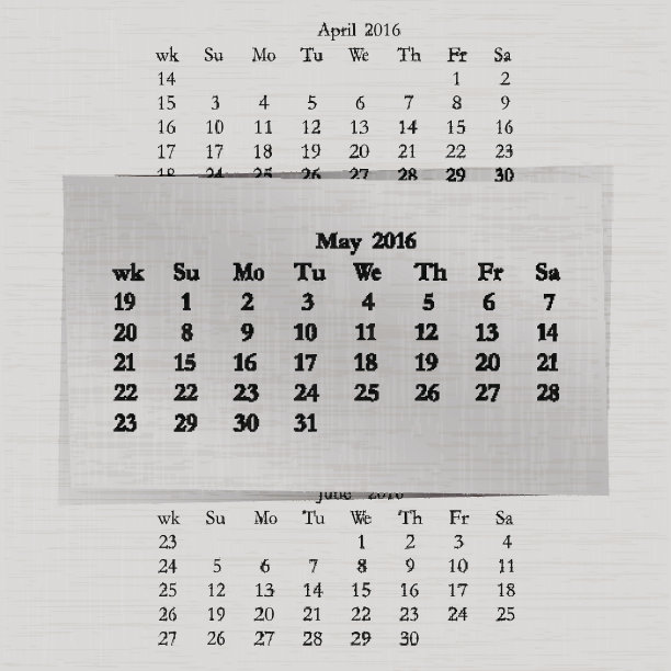 日历月2016页5月图片下载