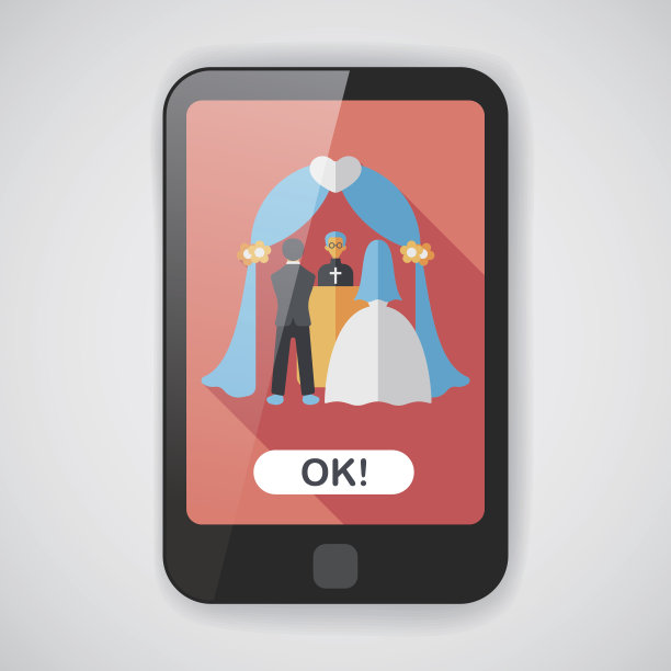 婚礼仪式上的长影扁平图标，第10集图片下载