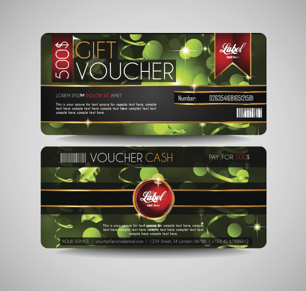 代金券礼品卡布局模板为您的促销设计图片下载