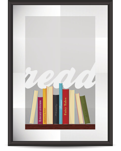 矢量现实框架与折叠纸和文本阅读，书籍图片下载