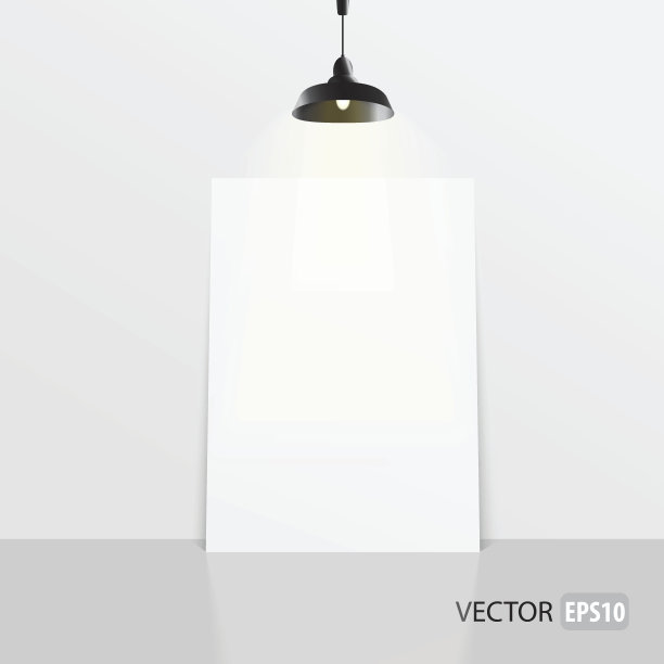 长方形的白色框架放在地板和台灯上。图片下载