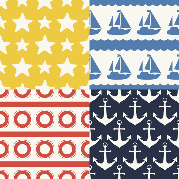 航海无缝模式设置在平面设计风格。图片下载