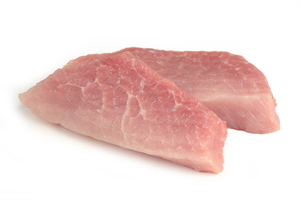 生肉(猪肉)孤立在白色背景图片下载
