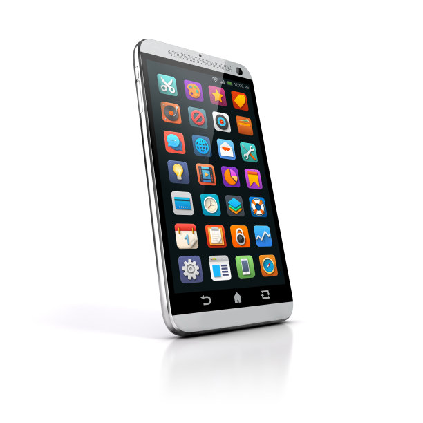 白色背景上的3d智能手机图片下载