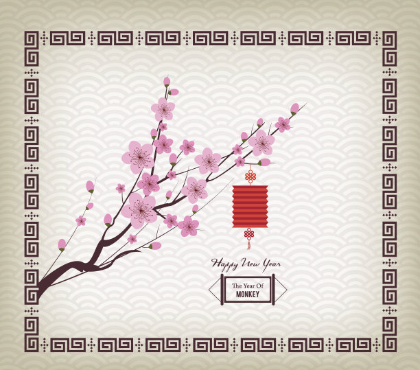 中式纸灯笼梅花春节素材图片