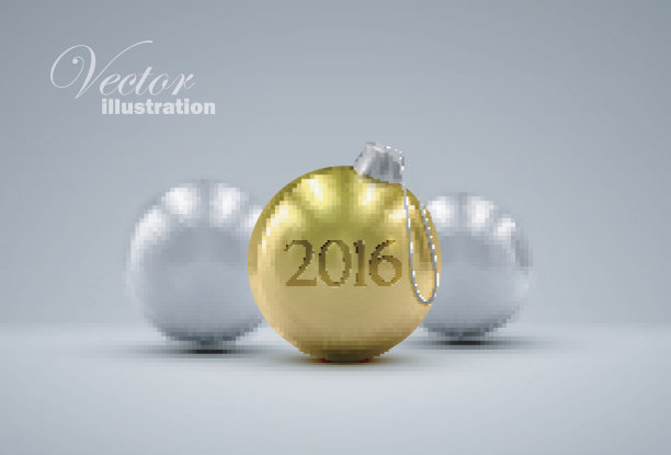 圣诞球。2016年新年快乐图片下载