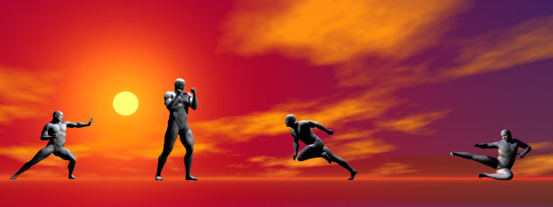 四人在防守位置- 3d渲染图片下载