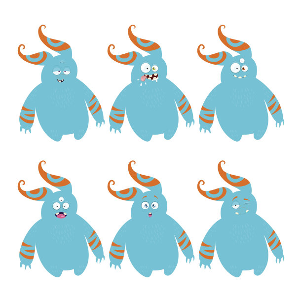 不同情绪的卡通怪物图片下载