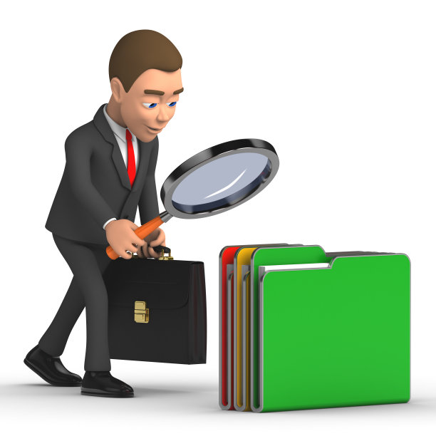 带着放大镜和文件夹的商人图片下载