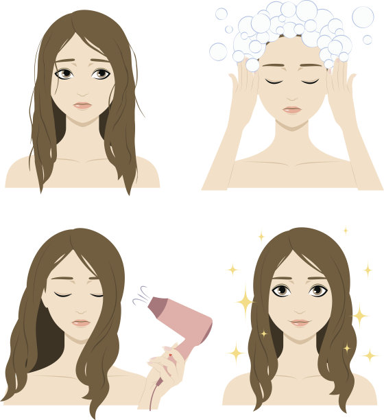 女孩在洗头发图片下载