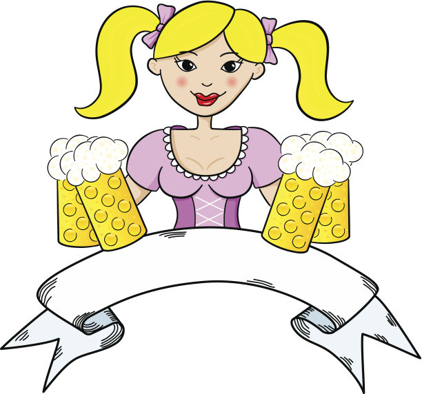 啤酒节女孩用横幅端着啤酒图片下载