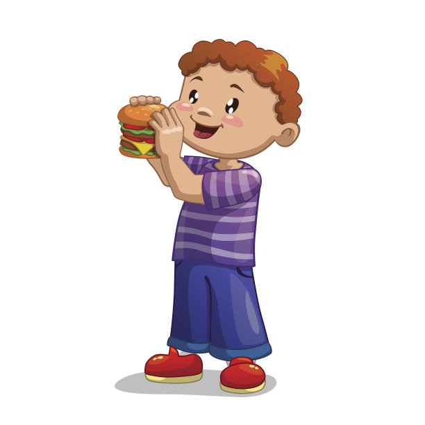 男孩吃汉堡图片下载