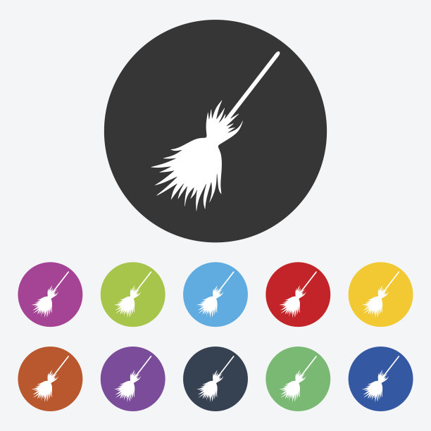 扁平的现代设计与阴影扫把图片下载