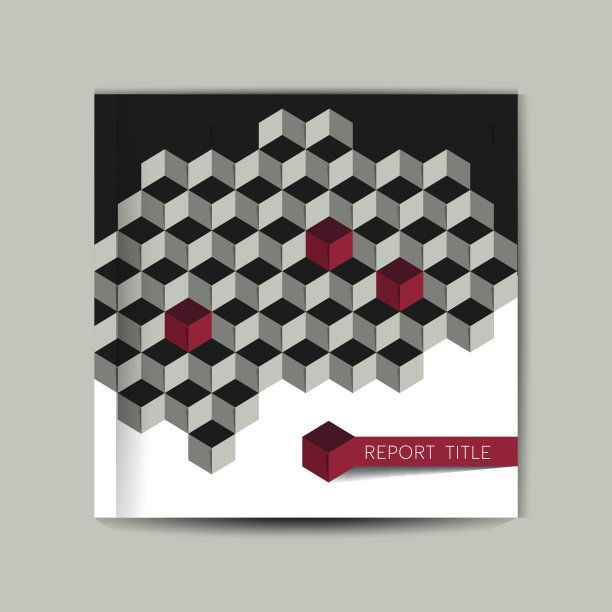 手册封面页。3D立方体灰色模板。图片下载