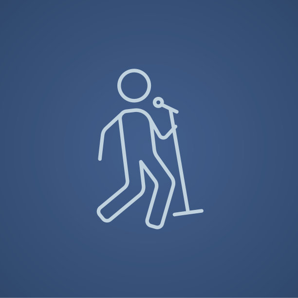 男人唱歌与麦克风线图标图片下载