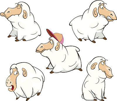 一套可爱的卡通绵羊插图素材图片