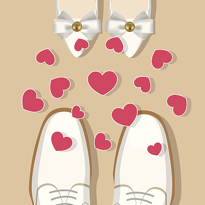 婚礼鞋和心形图片下载
