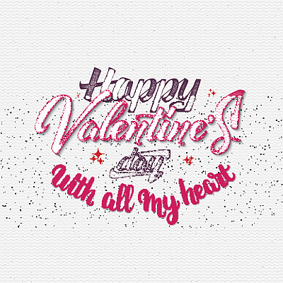 全心的情人节-书法排版的问候图片下载