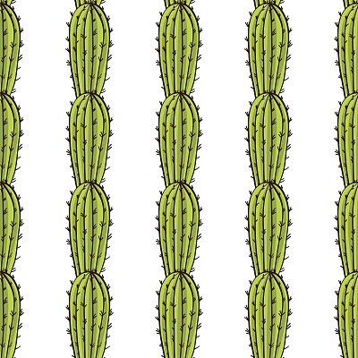 无缝模式的仙人掌和多肉在花盆。图片下载